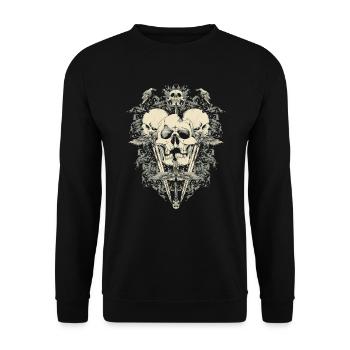 Gothic Death Skull Art - Unisex Pullover - Schwarz - Vorne - Alina (178cm) & Michal (187cm)