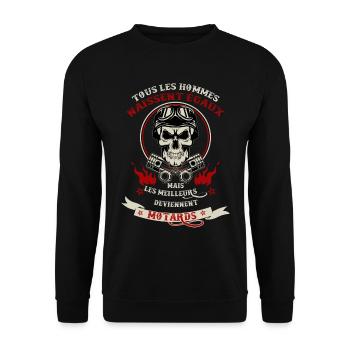 Motard, idée cadeau moto pour papa ou ami - Sweat-shirt Unisexe - noir - Devant - Alina (178cm) & Michal (187cm)