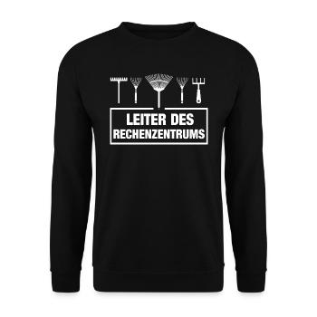 Leiter des Rechenzentrums Garten Gärtner Boss Chef - Unisex Pullover - Schwarz - Vorne - Alina (178cm) & Michal (187cm)