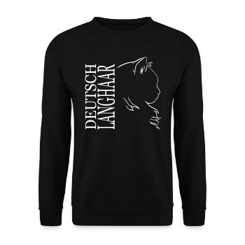 Deutsch Langhaar Cat Katze Profil Katzen Wilsigns - Unisex Pullover - Schwarz - Vorne - Alina (178cm) & Michal (187cm)