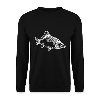 Vintage Karpfen - grimmiger Karpfenfisch - Unisex Pullover - Schwarz - Vorne - Alina (178cm) & Michal (187cm)