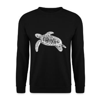 Kleine schwimmende Wasserschildkröte - Unisex Pullover - Schwarz - Vorne - Alina (178cm) & Michal (187cm)