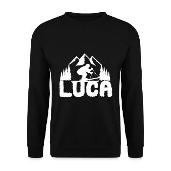 Skieur Ski Prénom Luca Skier Sports d’hiver - Sweat-shirt Unisexe - noir - Devant - Alina (178cm) & Michal (187cm)