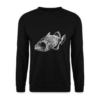 Baliste souriant style vintage - Sweat-shirt Unisexe - noir - Devant - Alina (178cm) & Michal (187cm)