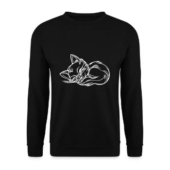 Niedliches süßes schlafendes Kätzchen - Unisex Pullover - Schwarz - Vorne - Alina (178cm) & Michal (187cm)