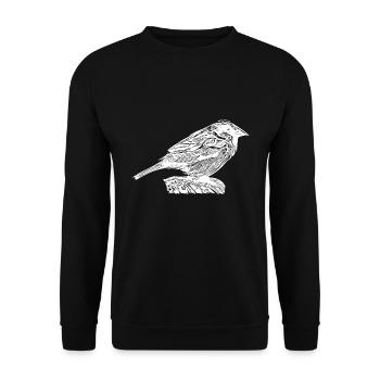 Small cute house sparrow on a branch - Unisex Sweatshirt - black - Front - Alina (178cm) & Michal (187cm)