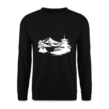 Temple japonais Conception de paysage asiatique - Sweat-shirt Unisexe - noir - Devant - Alina (178cm) & Michal (187cm)