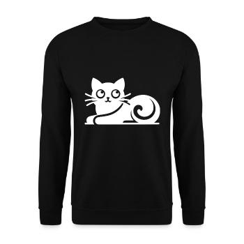 Abstract Cat Drawing - Unisex Sweatshirt - black - Front - Alina (178cm) & Michal (187cm)