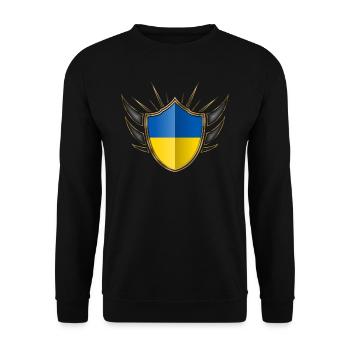 Ukraine Flagge Wappen Gold 014 - Unisex Pullover - Schwarz - Vorne - Alina (178cm) & Michal (187cm)