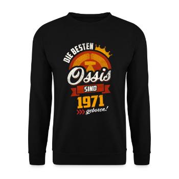 MEILLEUR OSSI 1971 NÉ GDR CADEAU D’ANNIVERSAIRE - Sweat-shirt Unisexe - noir - Devant - Alina (178cm) & Michal (187cm)