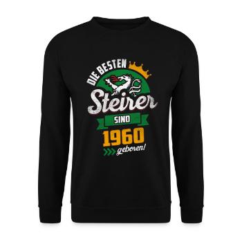 BESTE STEIRER 1960 STEIERMARK GEBURTSTAG GESCHENK - Unisex Pullover - Schwarz - Vorne - Alina (178cm) & Michal (187cm)