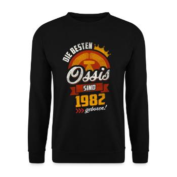 MEILLEUR OSSI 1982 NÉ GDR CADEAU D’ANNIVERSAIRE - Sweat-shirt Unisexe - noir - Devant - Alina (178cm) & Michal (187cm)