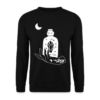 Crystal Jar In Hand Kristall Edelstein Spirituelle - Unisex Pullover - Schwarz - Vorne - Alina (178cm) & Michal (187cm)