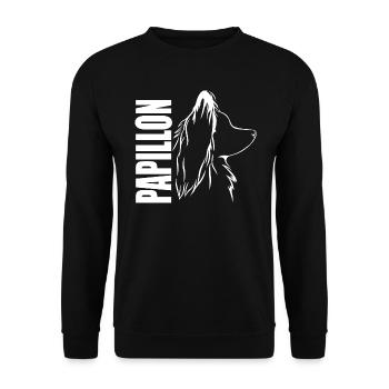 PAPILLON Profil Hunde Hund Wilsigns - Unisex Pullover - Schwarz - Vorne - Alina (178cm) & Michal (187cm)