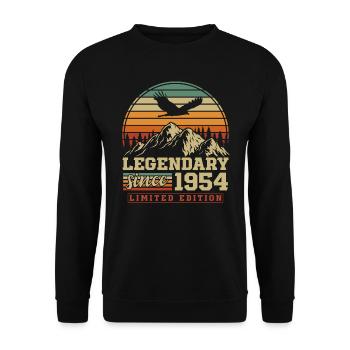 Legendary since 1954 Vintage Vintage Birthday - Unisex Sweatshirt - black - Front - Alina (178cm) & Michal (187cm)