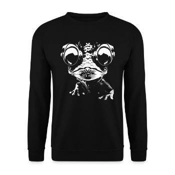 Gecko, Robot, Cyborg, Glasses, Lizard, Animal, Humor - Unisex Sweatshirt - black - Front - Alina (178cm) & Michal (187cm)