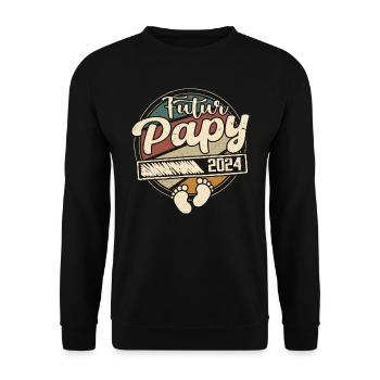 Futur Papy 2024 Cadeau annonce grossesse Homme - Sweat-shirt Unisexe - noir - Devant - Alina (178cm) & Michal (187cm)