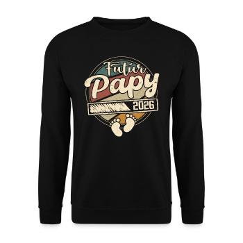 Futur Papy 2026 Cadeau annonce grossesse Homme - Sweat-shirt Unisexe - noir - Devant - Alina (178cm) & Michal (187cm)