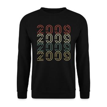 Original 2009 Jahrgang Vintage Geburtstag Retro - Unisex Pullover - Schwarz - Vorne - Alina (178cm) & Michal (187cm)