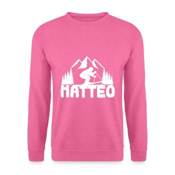 Skier First name Matteo Name Skier - Unisex Sweatshirt - pink - Front