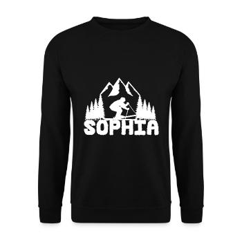 Skier First name Sophia Name Winter sports - Unisex Sweatshirt - black - Front - Alina (178cm) & Michal (187cm)