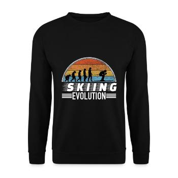 Skier saying evolution - Unisex Sweatshirt - black - Front - Alina (178cm) & Michal (187cm)