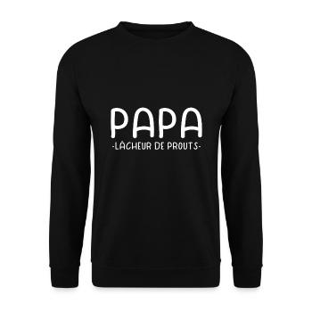 Papa prout péter péteur pet fête des pères - Sweat-shirt Unisexe - noir - Devant - Alina (178cm) & Michal (187cm)