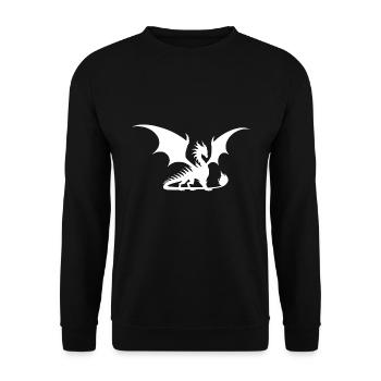 Drache mit Flügeln Mittelalter Fantasy Style - Unisex Pullover - Schwarz - Vorne - Alina (178cm) & Michal (187cm)