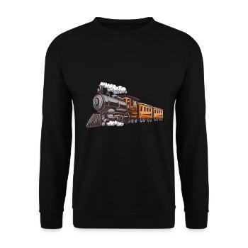 Dampflok auf Tour - Unisex Pullover - Schwarz - Vorne - Alina (178cm) & Michal (187cm)