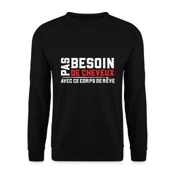 Cheveux cadeau drôle chauve calvitie humour - Sweat-shirt Unisexe - noir - Devant - Alina (178cm) & Michal (187cm)