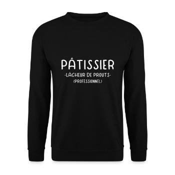 Pâtissier prout péter péteur pet fête des pères - Sweat-shirt Unisexe - noir - Devant - Alina (178cm) & Michal (187cm)
