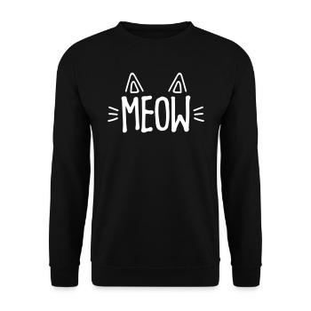 Funny Cat Meow - katze - Unisex Pullover - Schwarz - Vorne - Alina (178cm) & Michal (187cm)