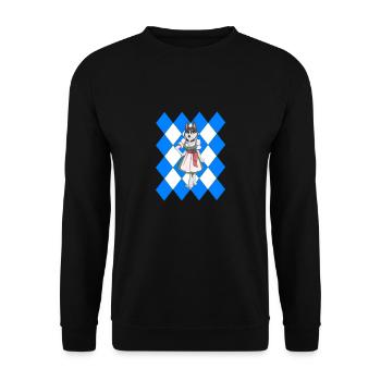Wiesn Bayrische Flagge Hund Geschenk - Unisex Pullover - Schwarz - Vorne - Alina (178cm) & Michal (187cm)