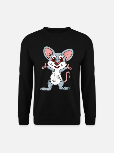 Retro Vintage Grunge Style Maus - Unisex Pullover - Schwarz