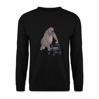 Faultier Rollator Faulpelz Rentner Geschenk - Unisex Pullover - Schwarz - Vorne - Alina (178cm) & Michal (187cm)