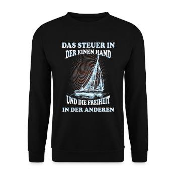 Segelboot besitzer - Unisex Pullover - Schwarz - Vorne - Alina (178cm) & Michal (187cm)