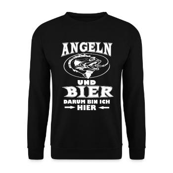 Angeln und Bier - Unisex Pullover - Schwarz - Vorne - Alina (178cm) & Michal (187cm)