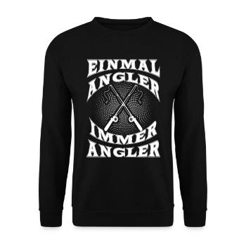 Einmal Angler immer Angler - Unisex Pullover - Schwarz - Vorne - Alina (178cm) & Michal (187cm)