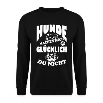 Hunde machen mich glücklich du nicht - Unisex Pullover - Schwarz - Vorne - Alina (178cm) & Michal (187cm)