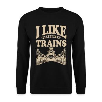 Ich mag Züge - Unisex Pullover - Schwarz - Vorne - Alina (178cm) & Michal (187cm)