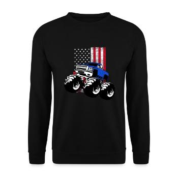 US Flagge Monster Truck Geschenk | Monstertruck - Unisex Pullover - Schwarz - Vorne - Alina (178cm) & Michal (187cm)