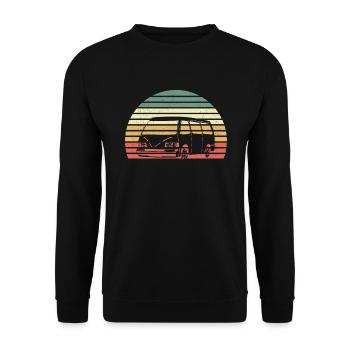 Retro Campervan Vintage Caravan Camping Van - Sweat-shirt Unisexe - noir - Devant - Alina (178cm) & Michal (187cm)