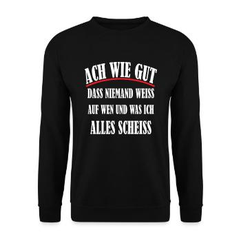 Wie gut das niemand weiss Geschenk Idee - Unisex Pullover - Schwarz - Vorne - Alina (178cm) & Michal (187cm)