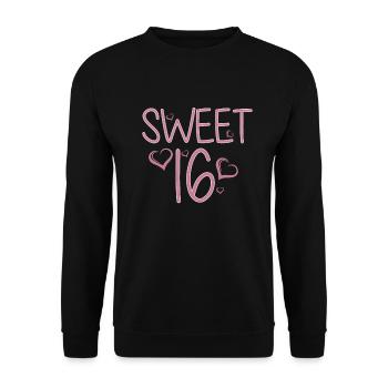 Sweet 16 th Geburtstag Party Geschenk - Unisex Pullover - Schwarz - Vorne - Alina (178cm) & Michal (187cm)