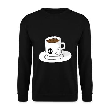 Tasse de café sucré avec la langue tendue - Sweat-shirt Unisexe - noir - Devant - Alina (178cm) & Michal (187cm)