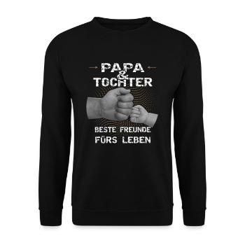 Papa und Tochter beste Freunde Geschenkidee - Unisex Pullover - Schwarz - Vorne - Alina (178cm) & Michal (187cm)