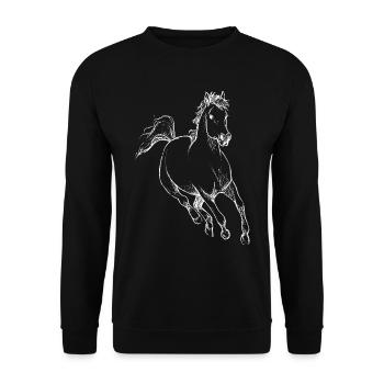 Pferd Pferdchen Reiten Hobby Geschenkidee - Unisex Pullover - Schwarz - Vorne - Alina (178cm) & Michal (187cm)