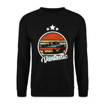 Cadeau de camping-car rétro I Van Camping Bus - Sweat-shirt Unisexe - noir - Devant - Alina (178cm) & Michal (187cm)
