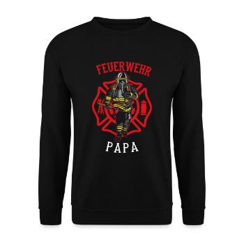 Feuerwehr Papa Vater Feuerwehrmann Geschenk - Unisex Pullover - Schwarz - Vorne - Alina (178cm) & Michal (187cm)