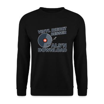 Vinyl Schallplatte Geschenk I Plattensammler - Unisex Pullover - Schwarz - Vorne - Alina (178cm) & Michal (187cm)